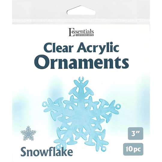 Essentials by Leisure Arts 3&#x22; Snowflake Clear Acrylic Ornaments, 10ct.